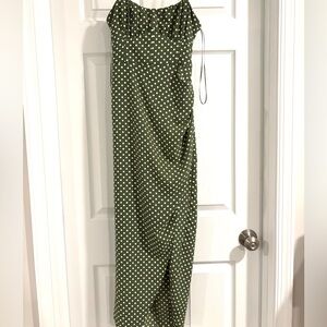 Zara Olive and White Polka Dot Maxi Dress